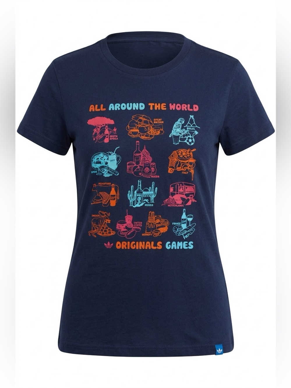 🌻Adidas Originals Navy Graphic 'All Around The World’ T-shirt